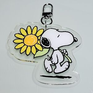Snoopy With Sunflower Keychain Purse Backpack Charm Clip